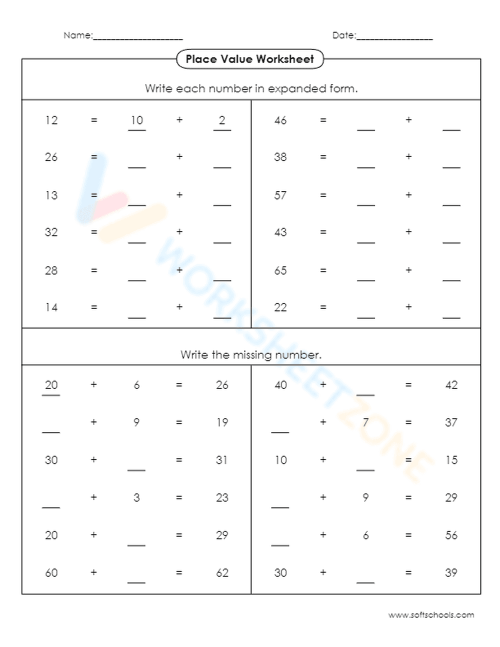 Place Value 4 - Page 1