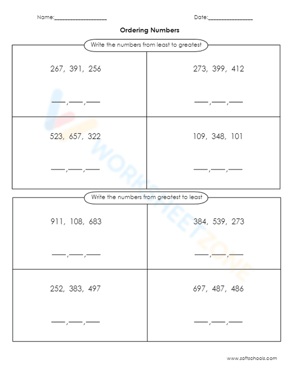 Ordering Numbers 3 - Page 1