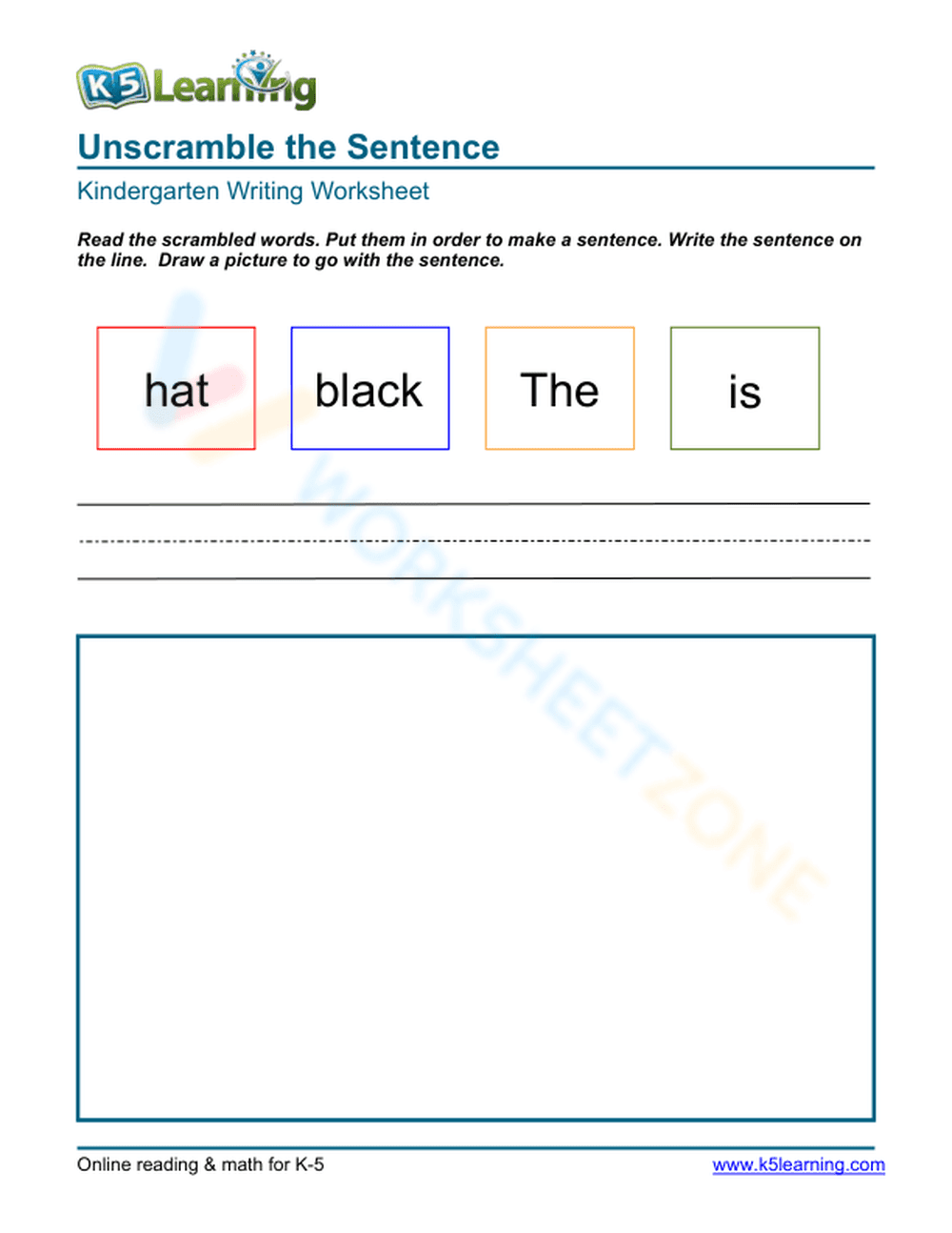 Unscramble the Sentence 3 - Page 1
