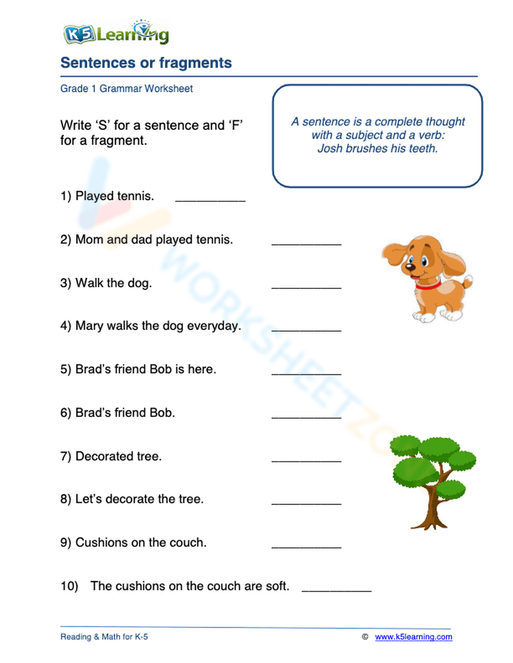 Sentences or fragments 1 - Page 1