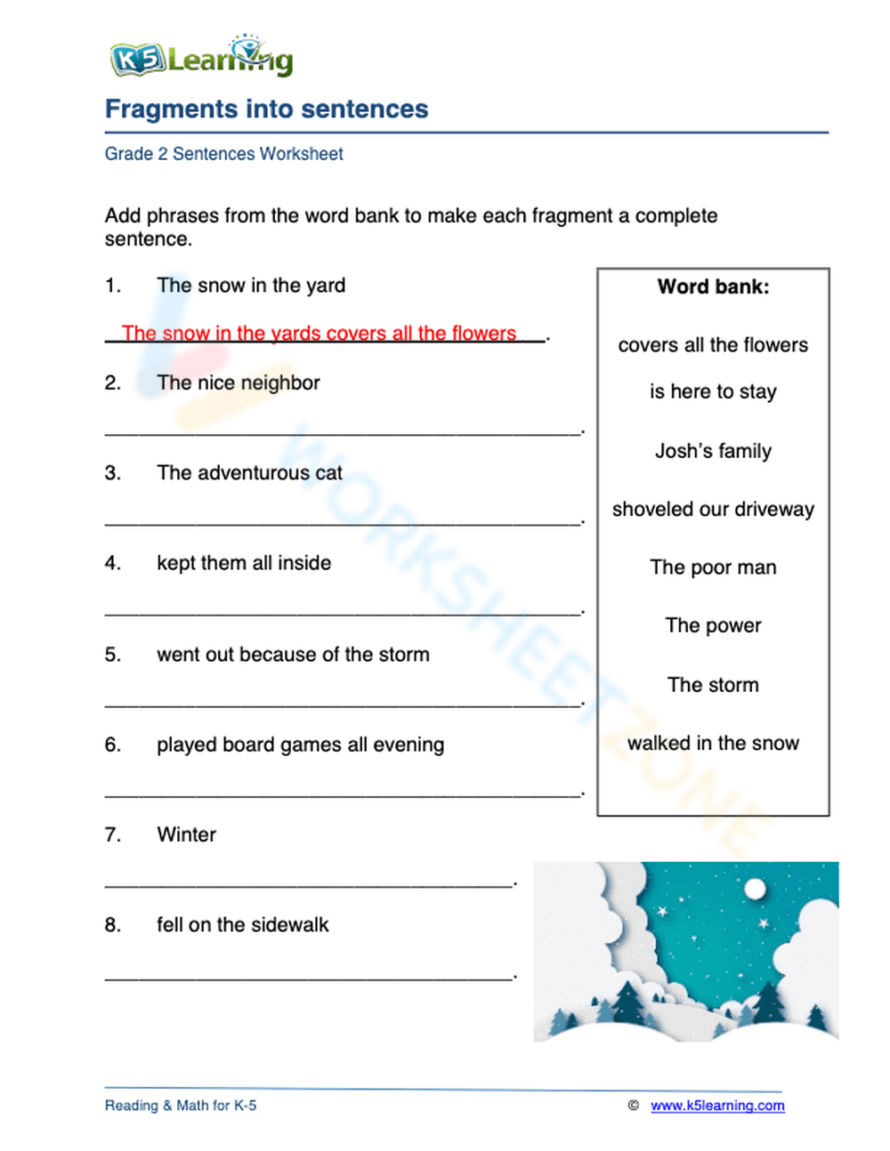 Fragments into sentences 2 - Page 1