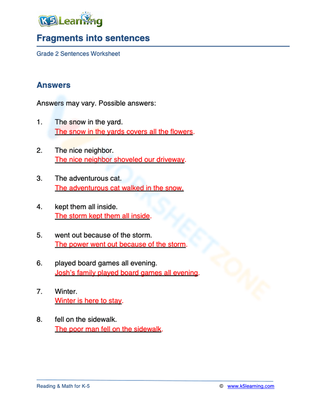 Fragments into sentences 2 - Page 2