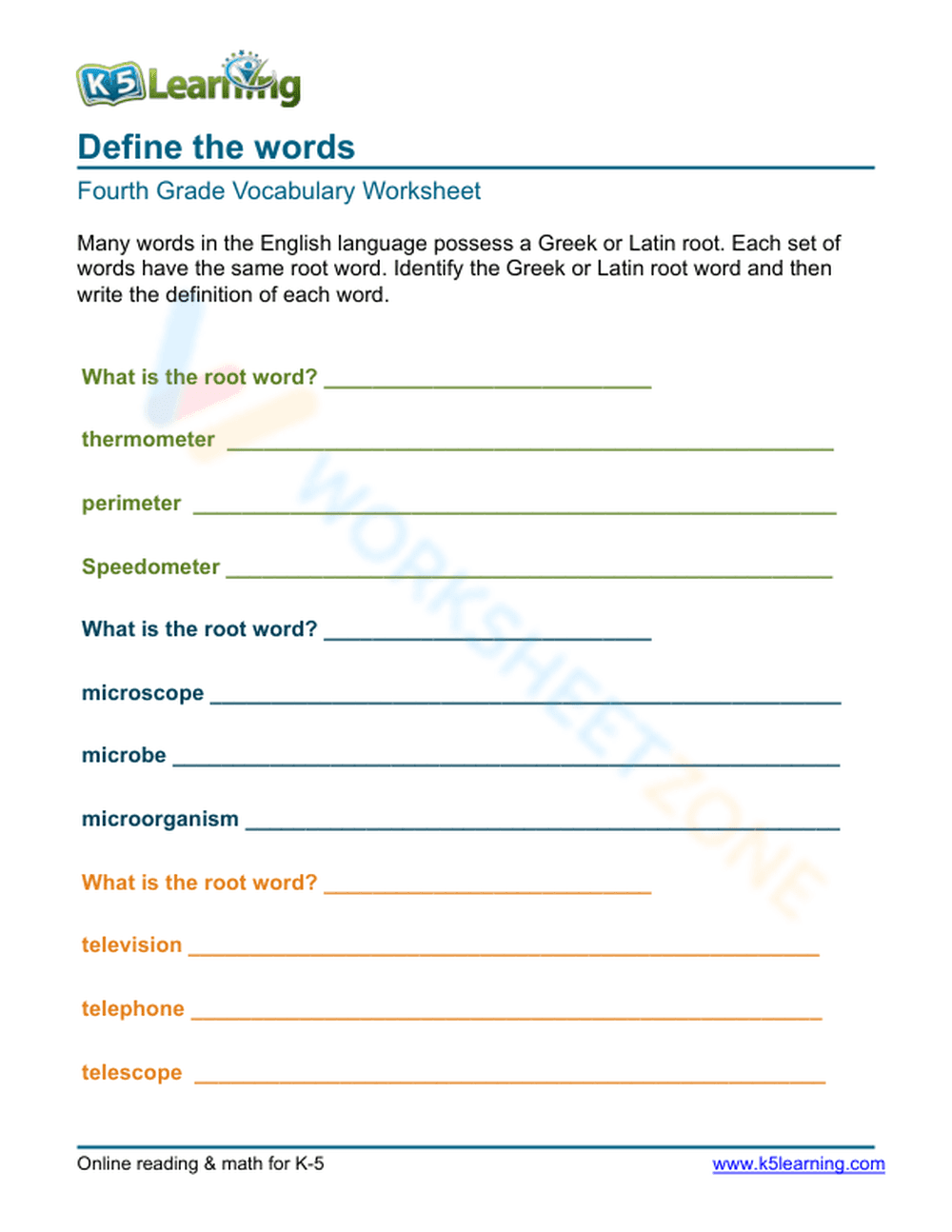 Define the words 9 - Page 1