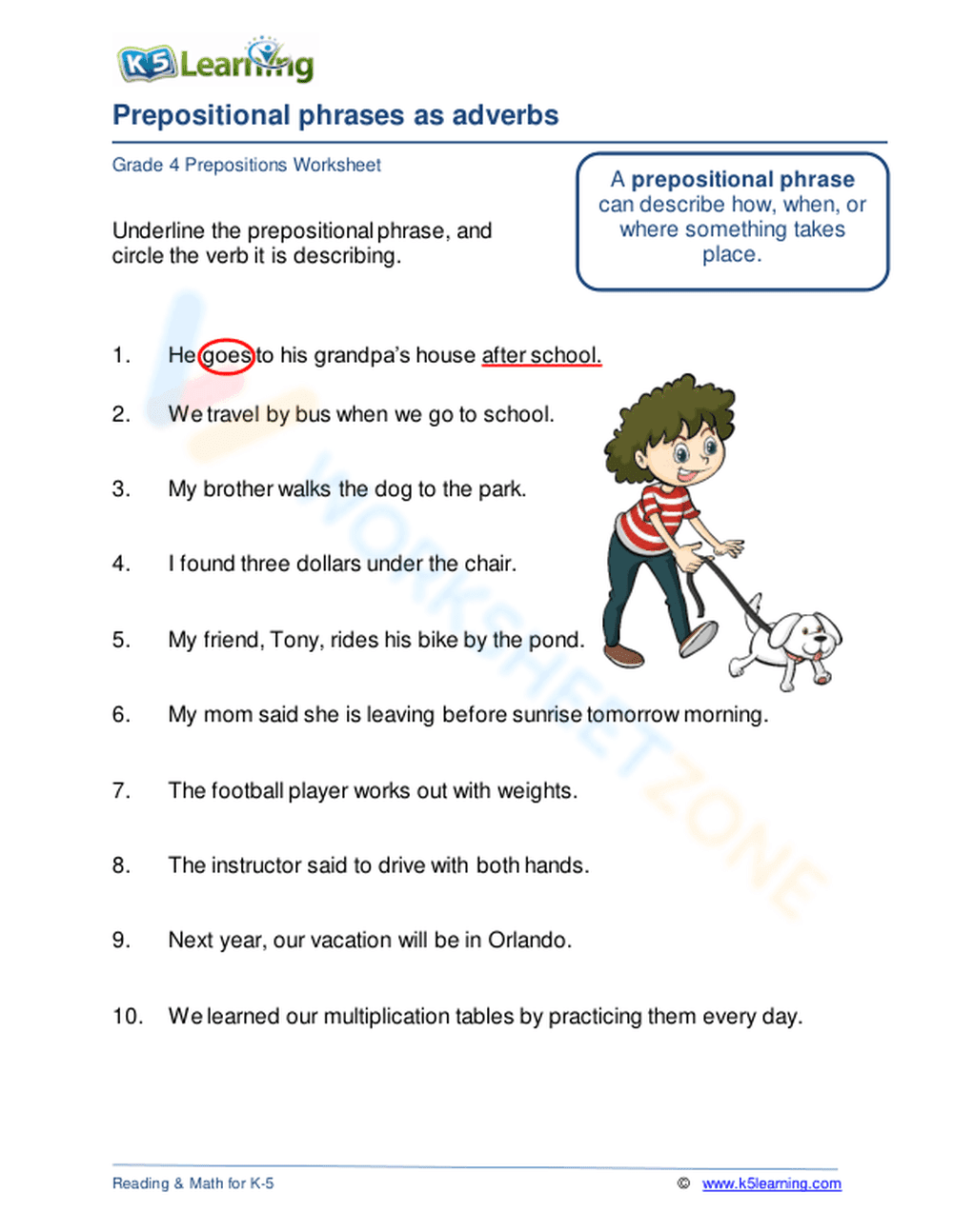 Prepositional phrases as adverbs 1 - Page 1