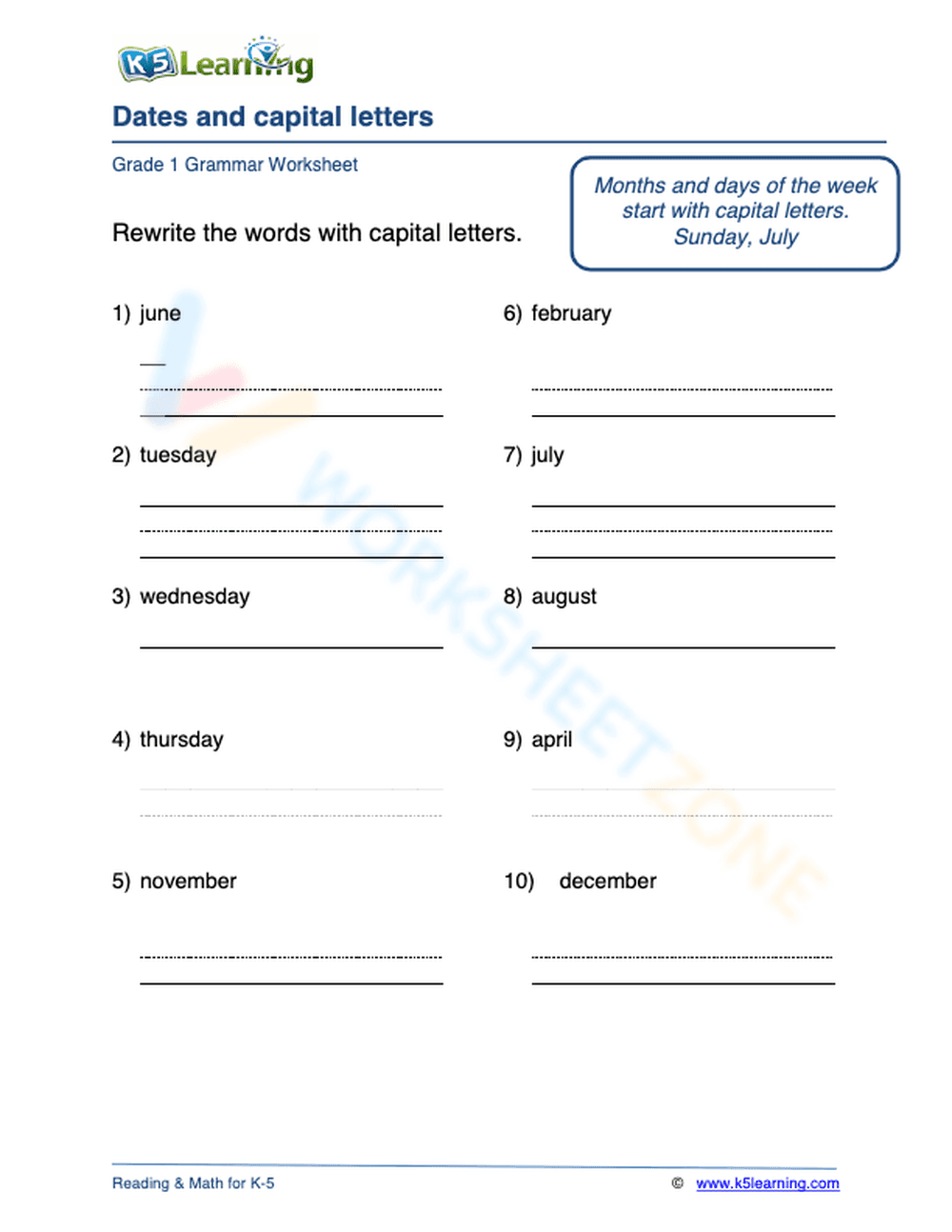 Dates and capital letters 2 - Page 1