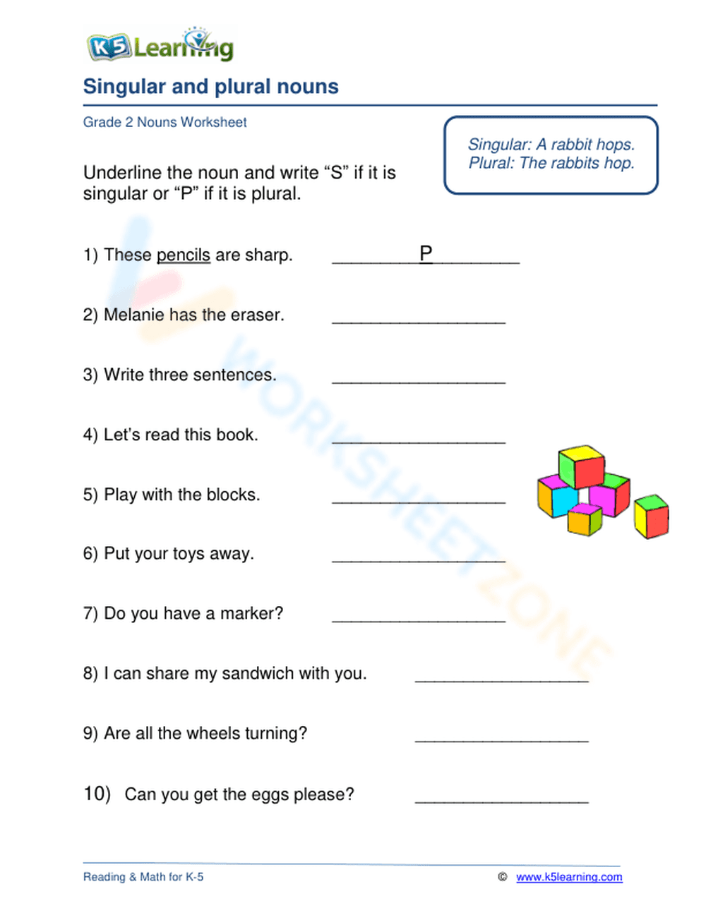 Singular and plural nouns 3 - Page 1