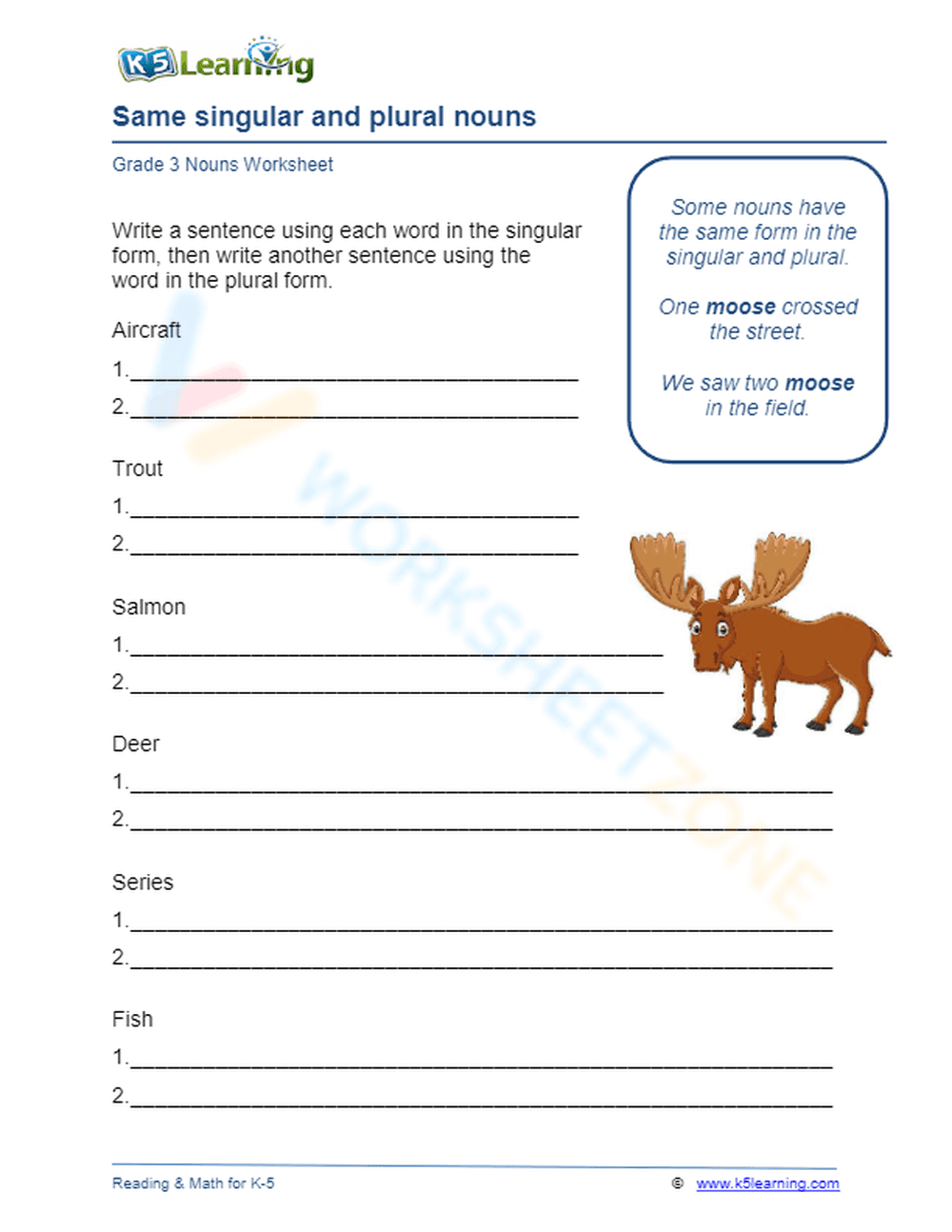 Same singular and plural nouns 1 - Page 1