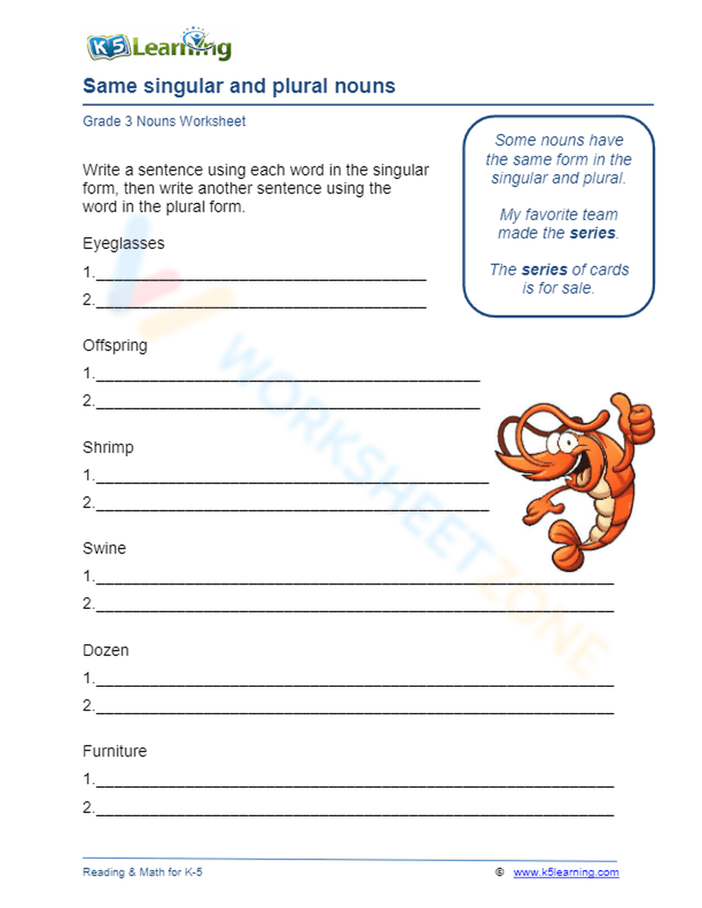 Same singular and plural nouns 2 - Page 1