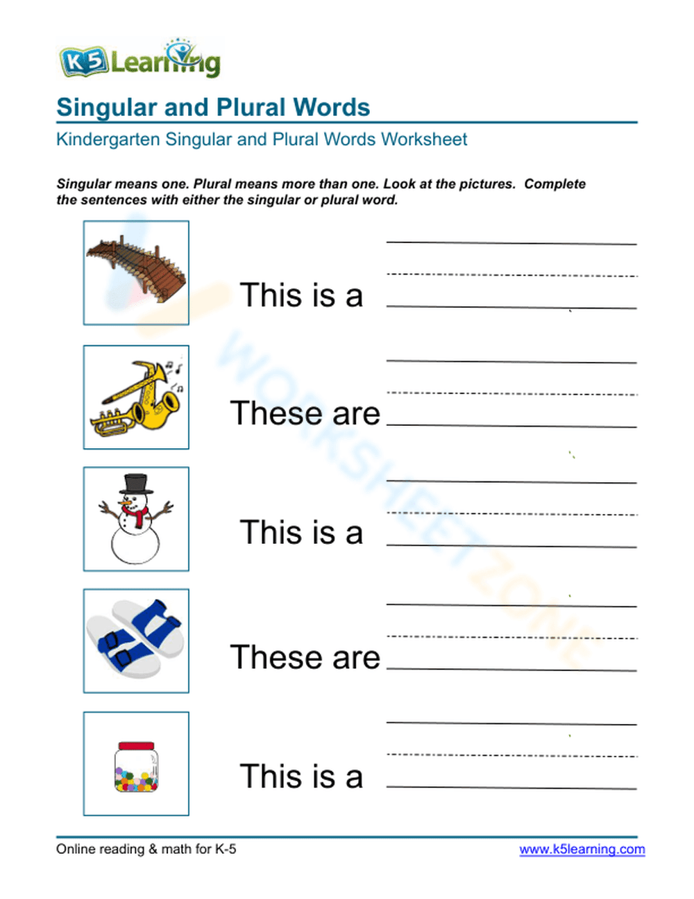 Singular and Plural Words 1 - Page 1