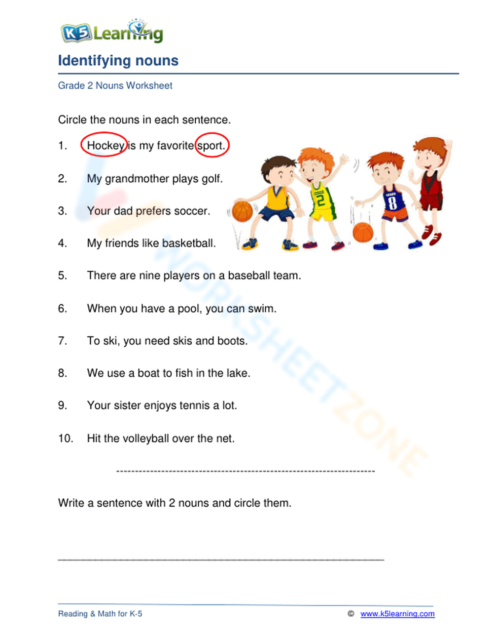 Identifying nouns 4 - Page 1