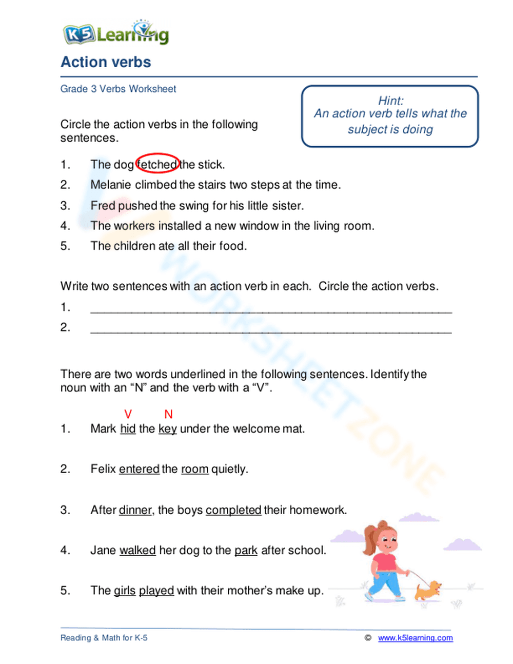 Action verbs 1 - Page 1