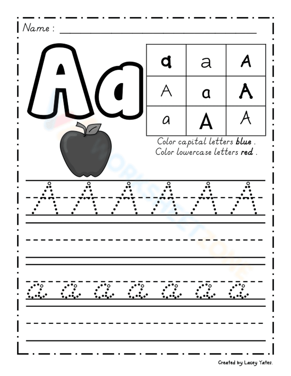 Dealian Handwriting: Letter Aa Practice Worksheet - Page 1
