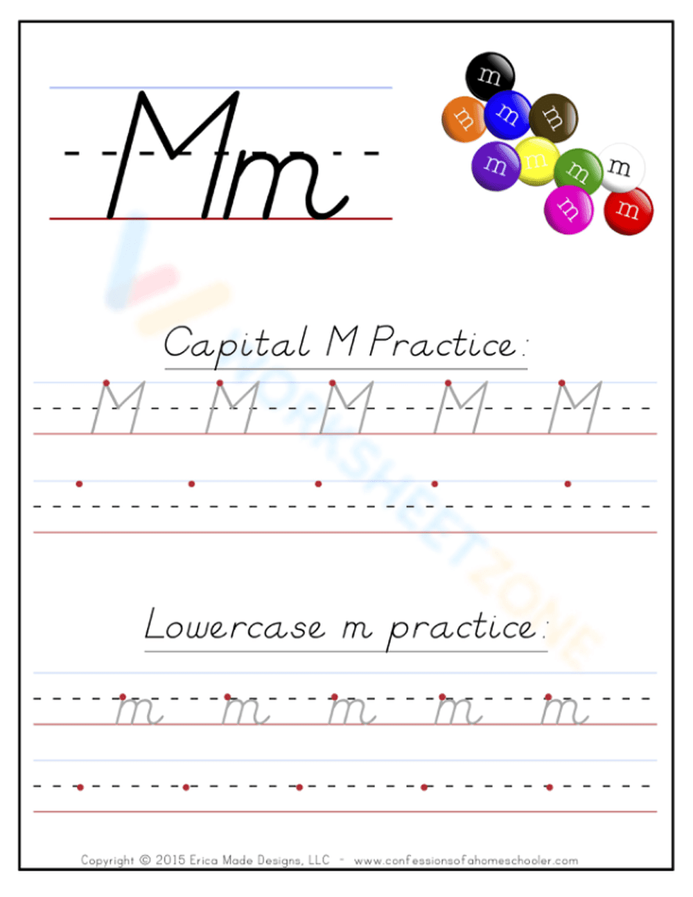 M Handwriting Practice Worksheet - Page 1
