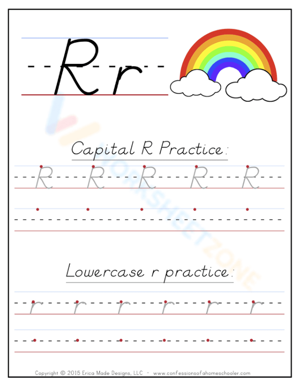 R Handwriting Practice Worksheet - Page 1