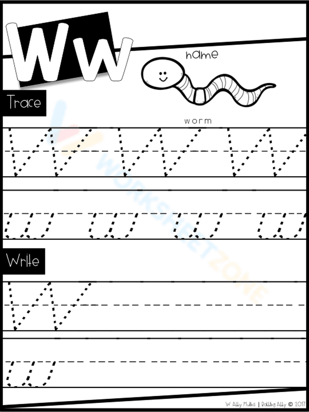 Handwriting Practice: Letter W - Page 1