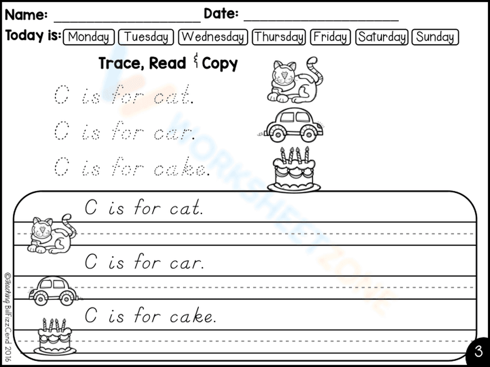 Trace, Read, and Copy Sentences Starting with C - Page 1