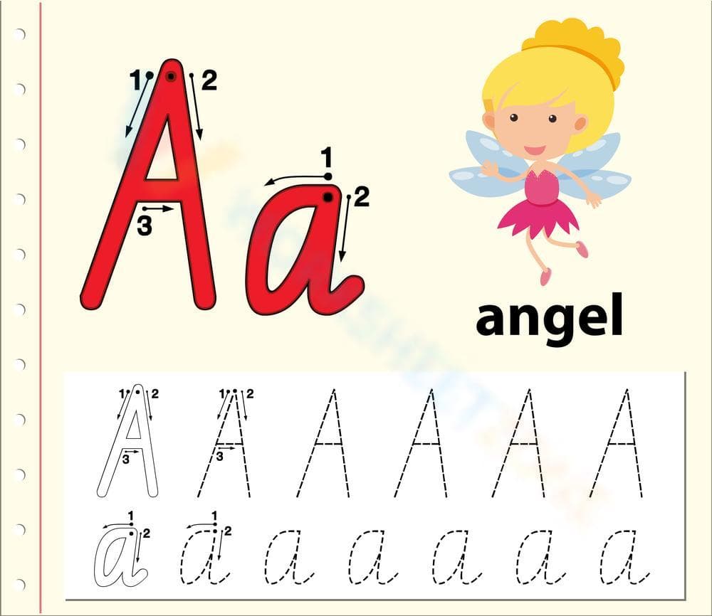 A is for Angel: Handwriting Practice - Page 1