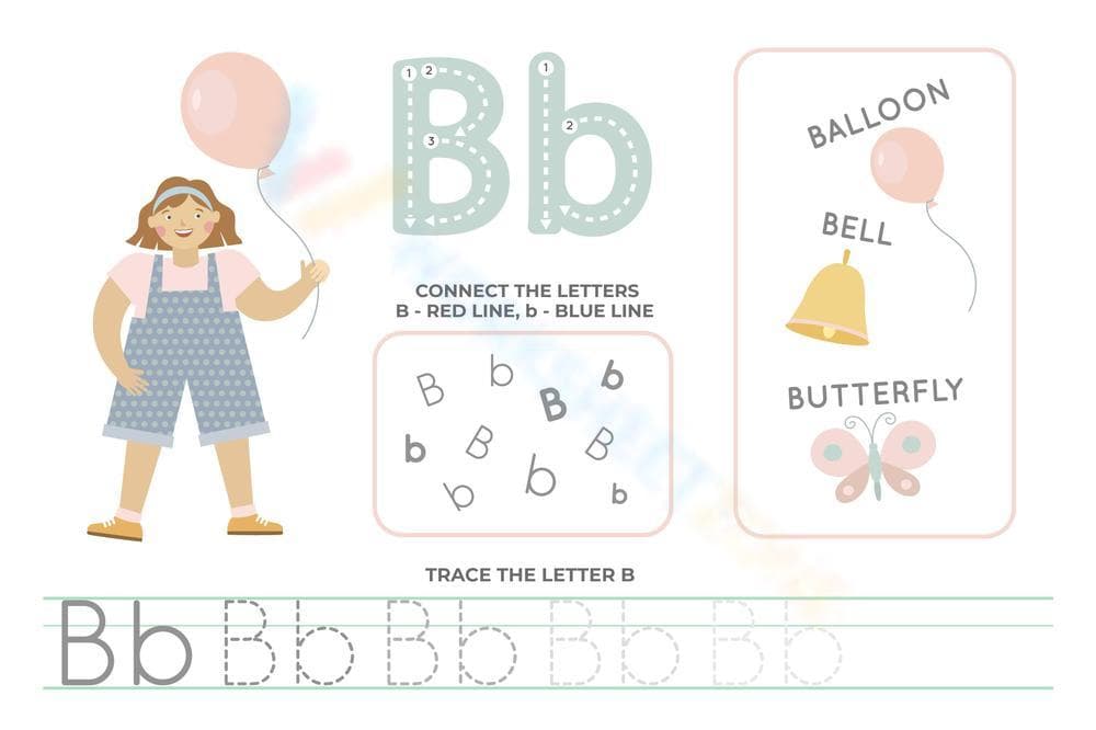 Tracing and Connecting Letter B - Page 1