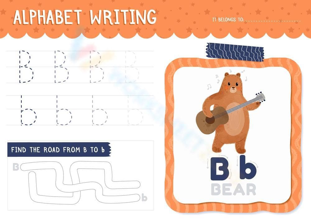 Alphabet Writing: Letter B Worksheet - Page 1