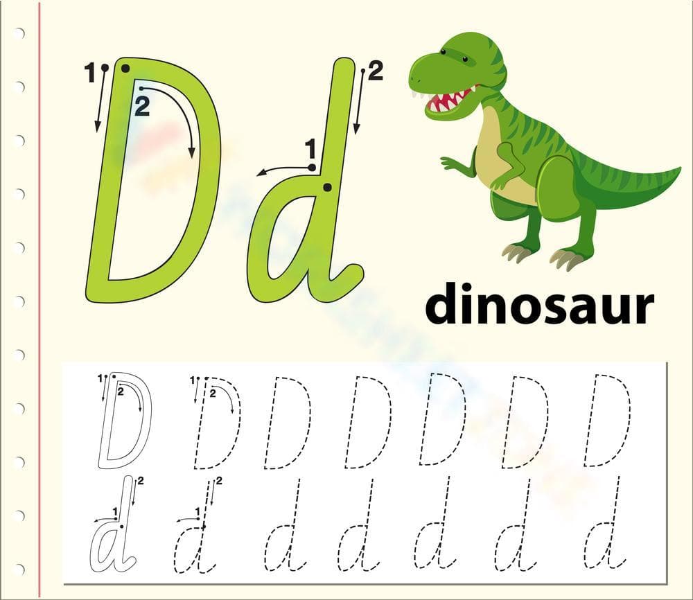 D is for Dinosaur Worksheet - Page 1
