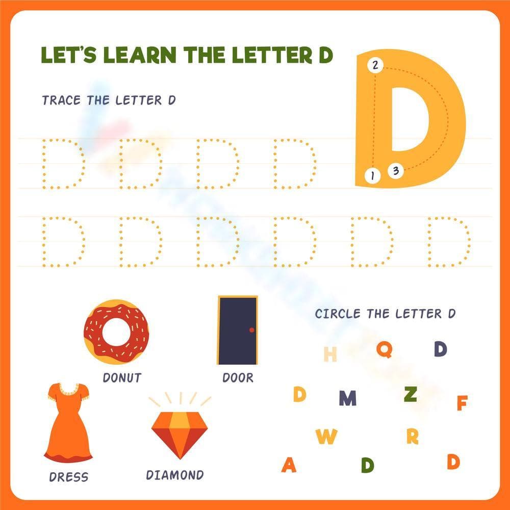 Learn the Letter D: Interactive Worksheet for Kids - Page 1