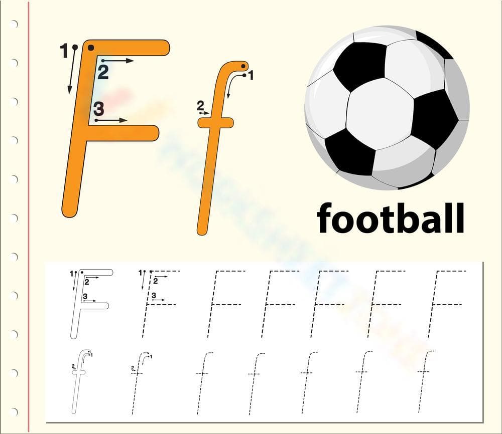 Cursive F Tracing: F is for Football - Page 1