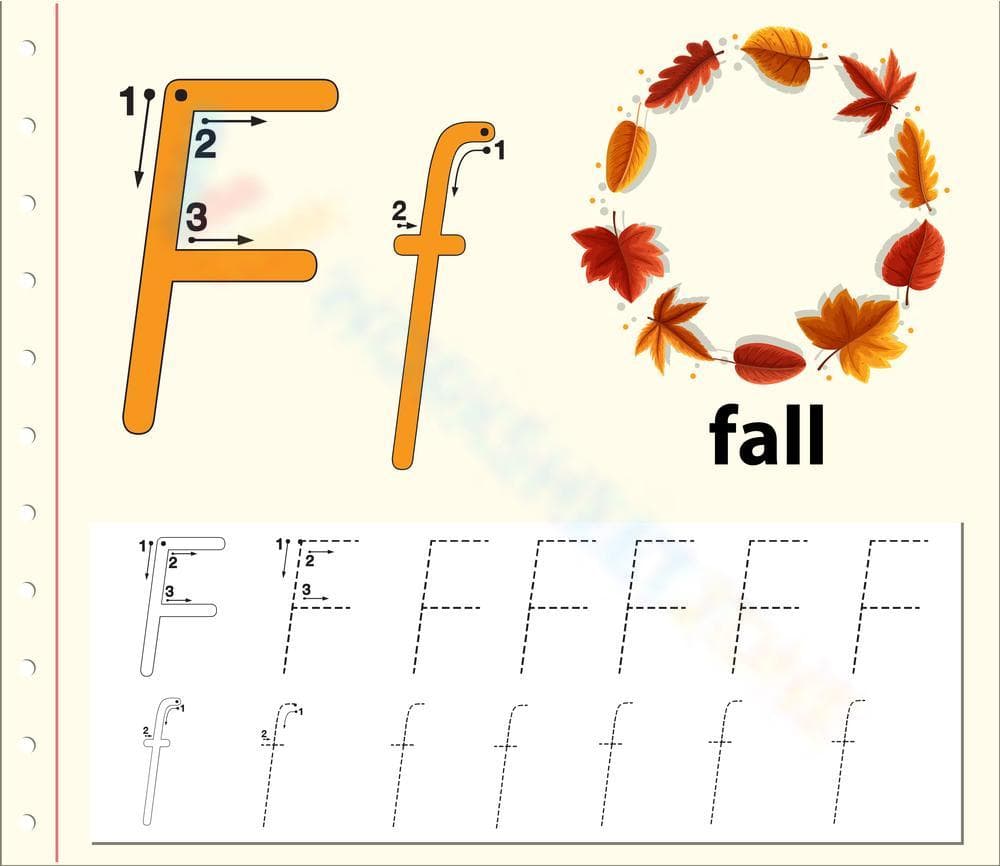 Fall into Fun with Letter F Handwriting Worksheet - Page 1