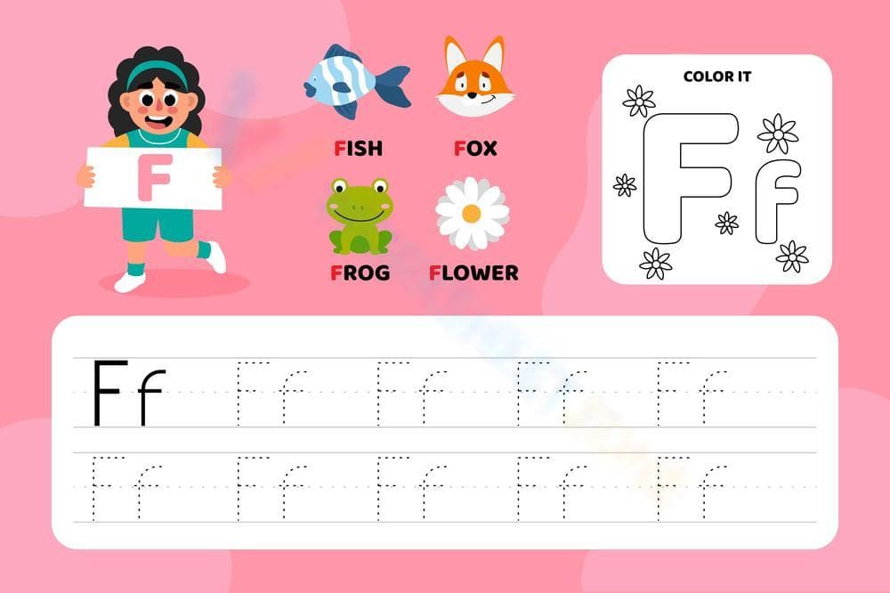 Letter F: Alphabet Learning for Kids - Page 1