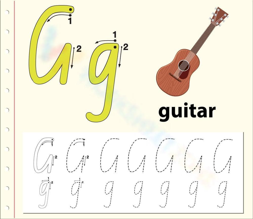 'G' is for Guitar Worksheet - Page 1