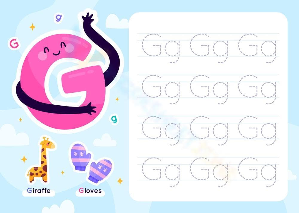 Letter G Writing Practice Worksheet - Page 1