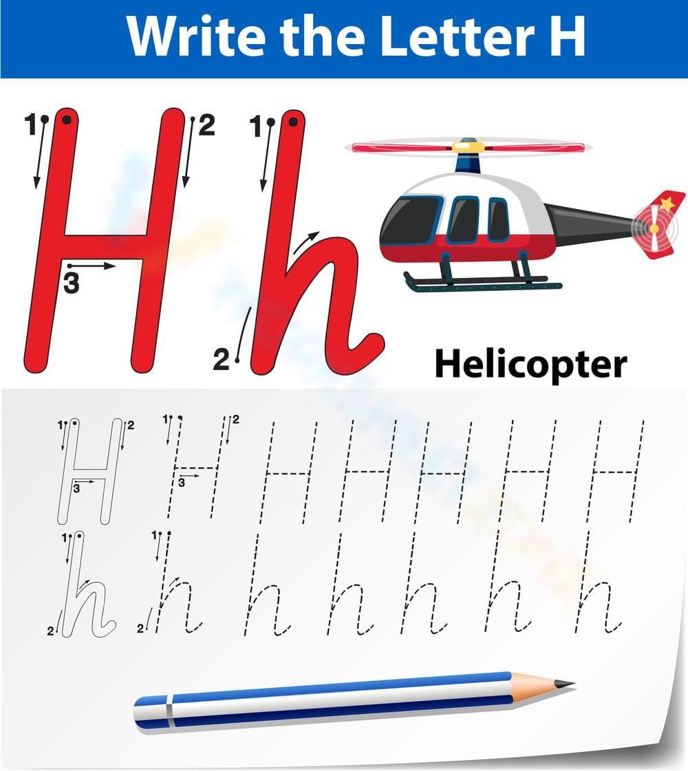 Fly High with Cursive Letter H Writing - Page 1