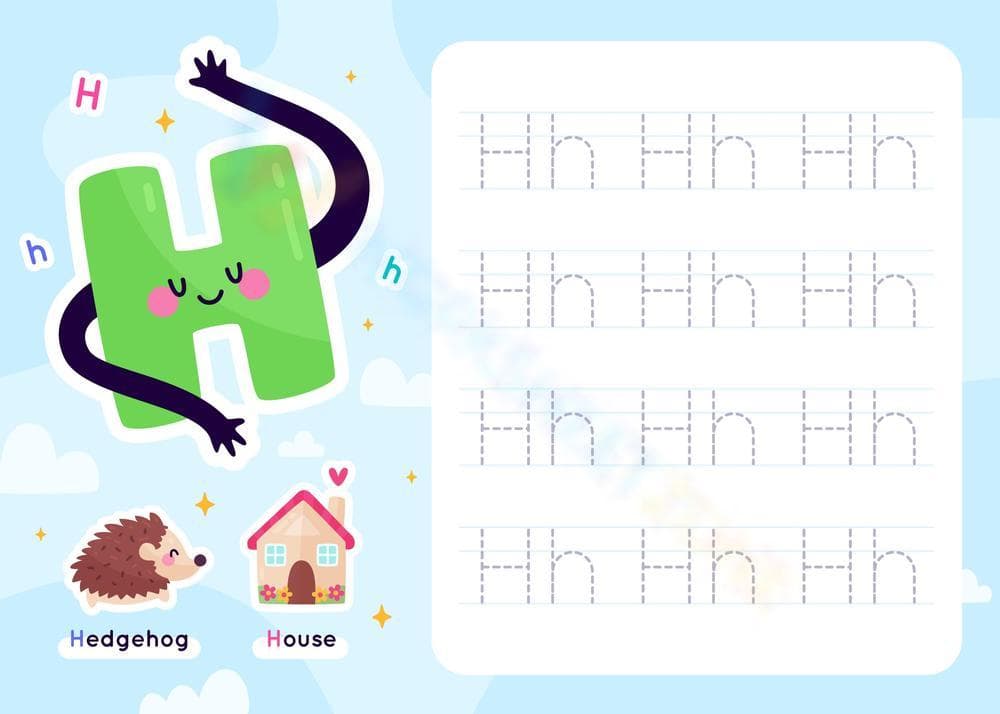 Alphabet Letter Hh Tracing Worksheet - Page 1