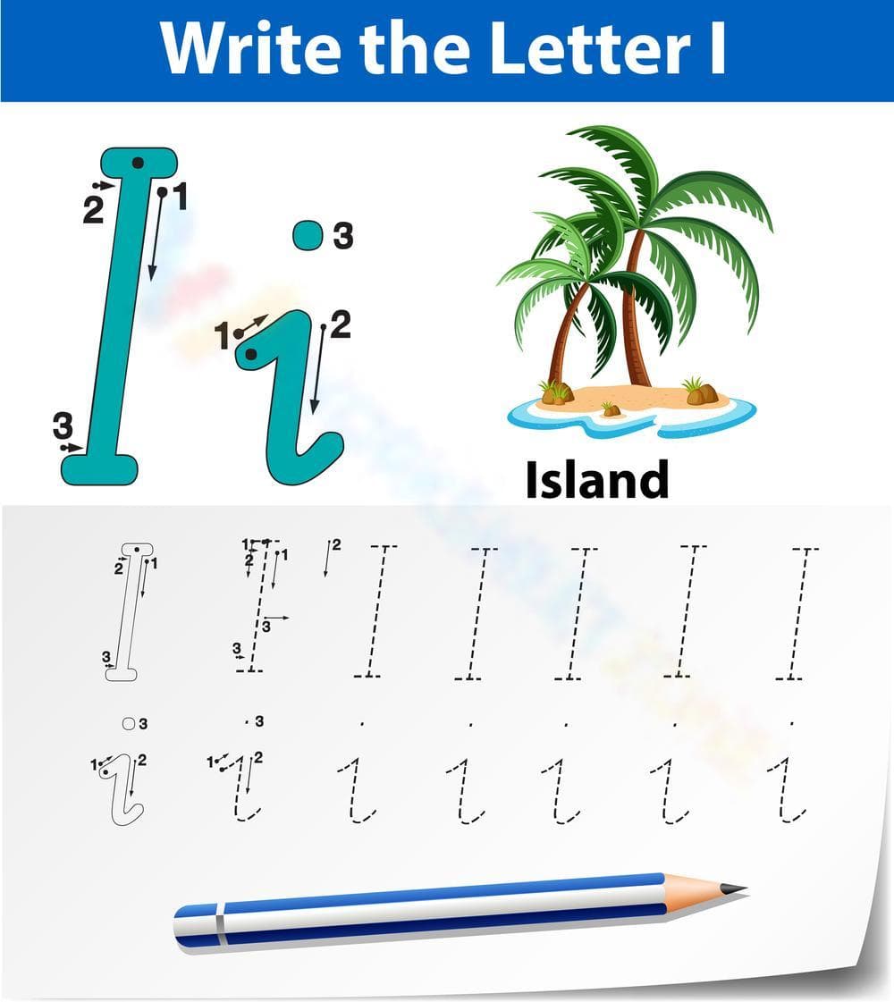 'I' is for Island Worksheet - Page 1