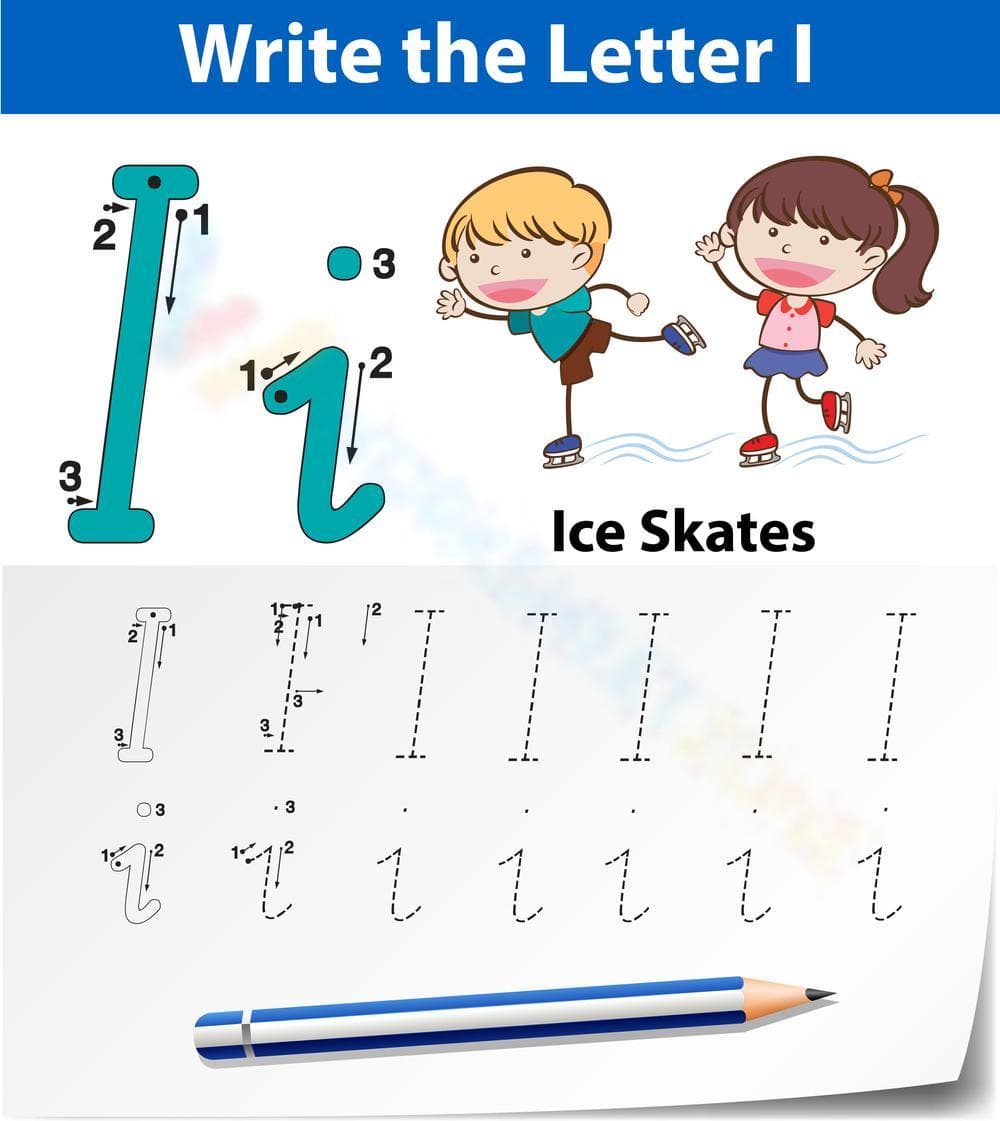 Glide into Writing: Letter I Practice - Page 1
