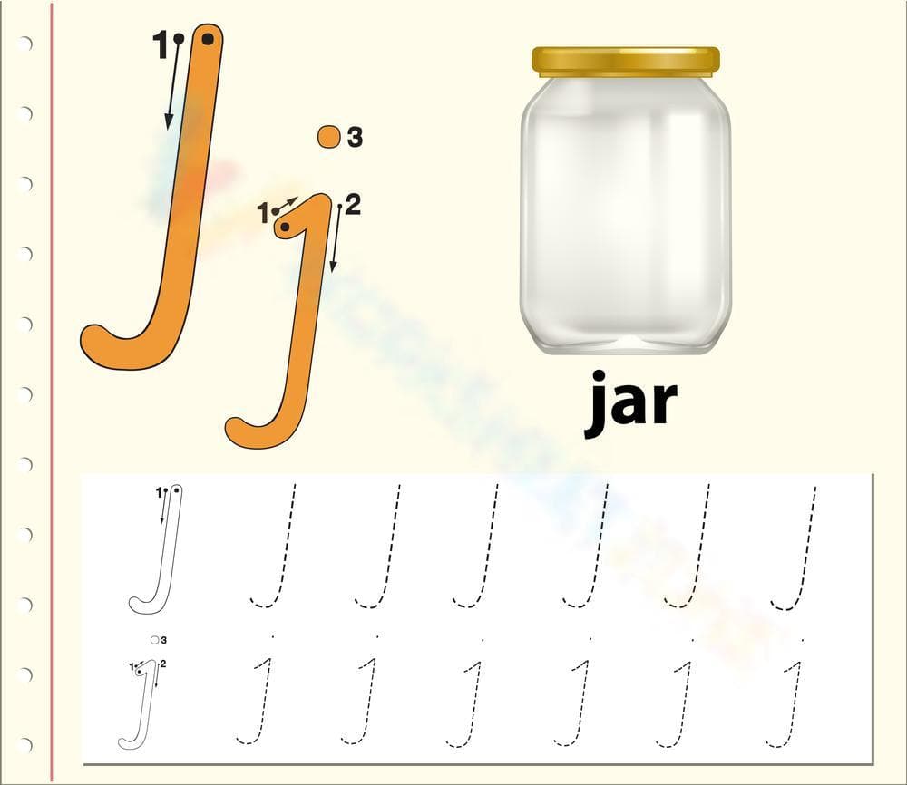J is for Jar: Handwriting Worksheets - Page 1