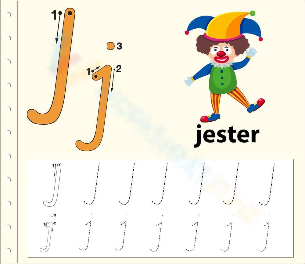 J is for Jester: Handwriting Worksheets - Page 1