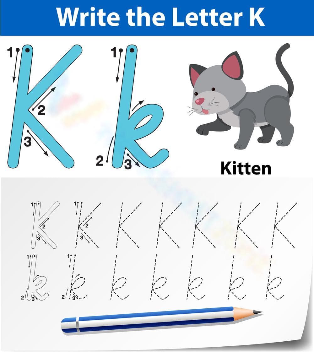 K is for Kitten: Letter K Recognition Worksheet - Page 1
