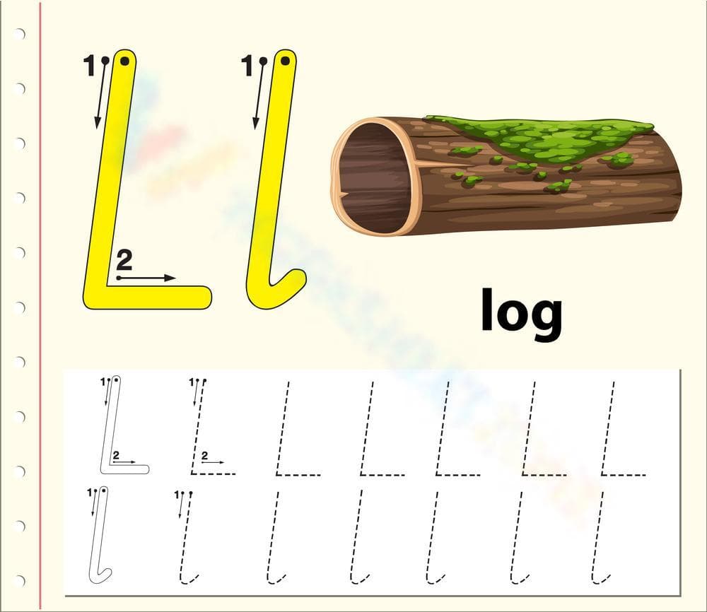 L is for Log: Beginning Sounds Worksheet - Page 1