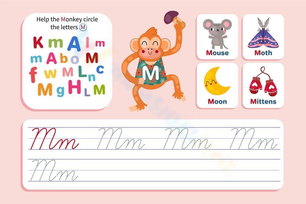 Find, Trace, and Write the Cursive M - Page 1