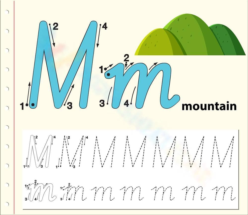 M is for Mountain Worksheet - Page 1