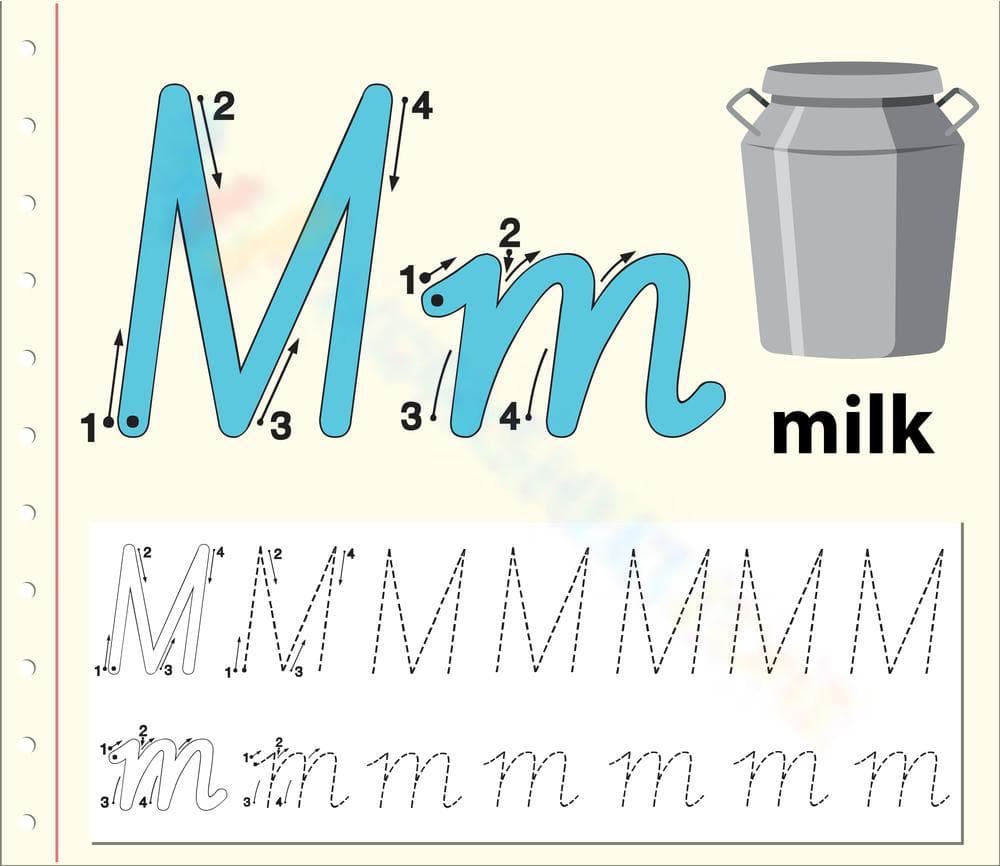 M is for Milk Worksheet - Page 1