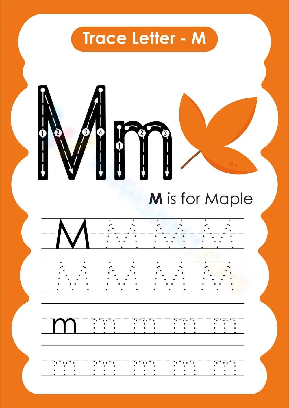Letter M Tracing: A Maple Leaf Adventure! - Page 1