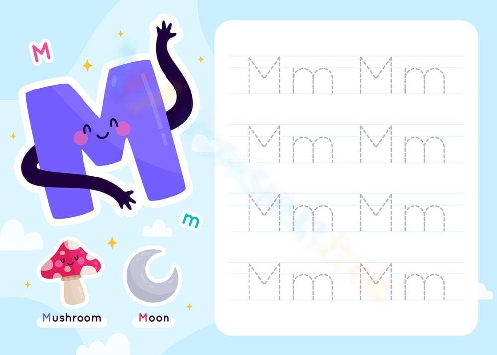 Letter M Tracing Worksheet - Page 1