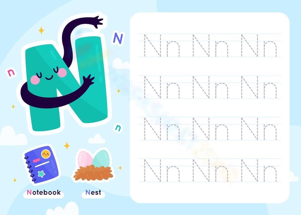 Letter N Tracing Worksheet - Page 1