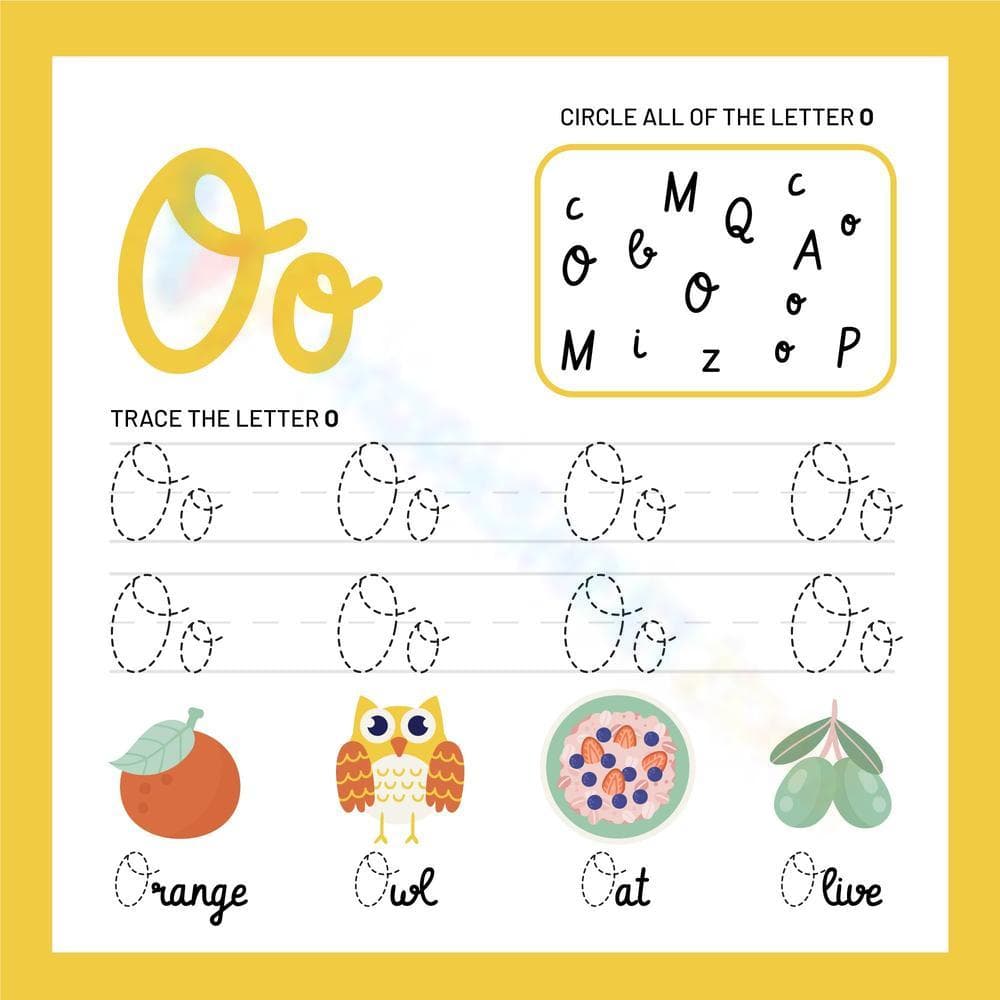 Circle and Trace the Cursive Letter O - Page 1