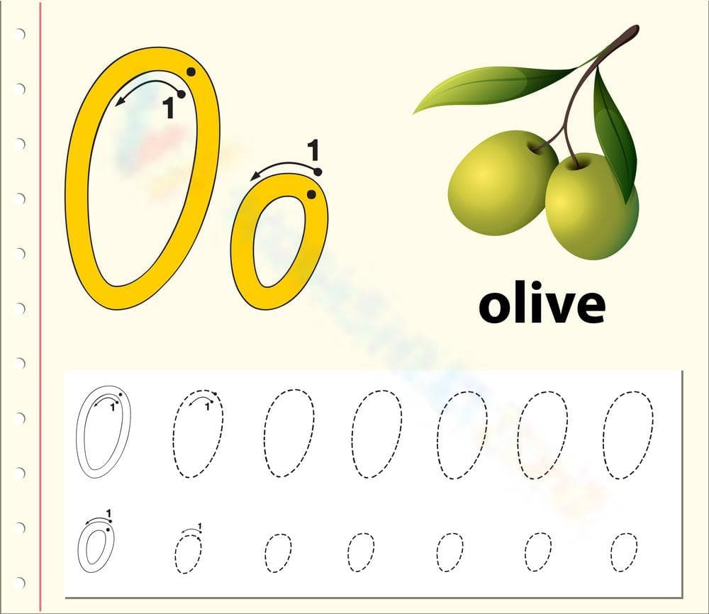 O is for Olive! Tracing Worksheet Fun - Page 1