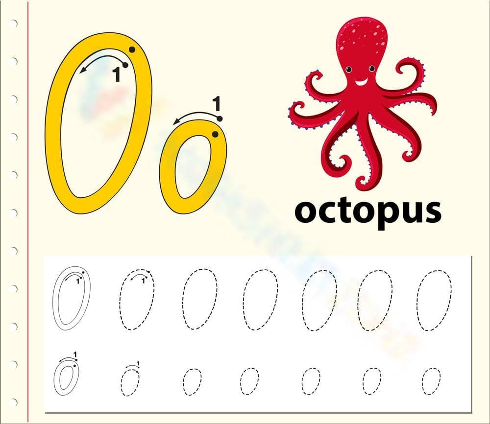 Octopus Letter O Tracing - Page 1