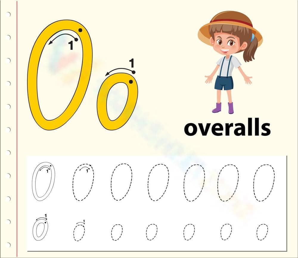 Letter O Worksheet: O is for Overalls - Page 1