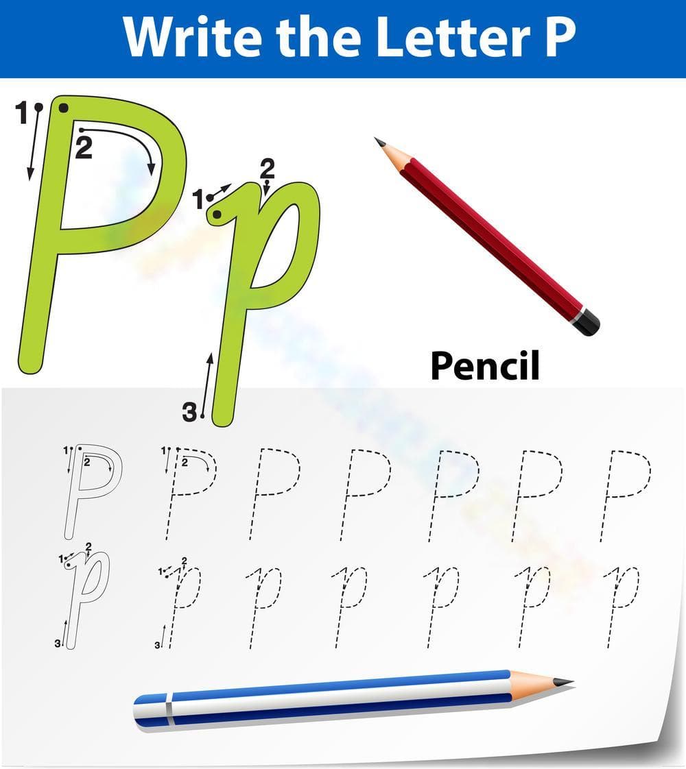 Letter P Worksheet: P is for Pencil - Page 1