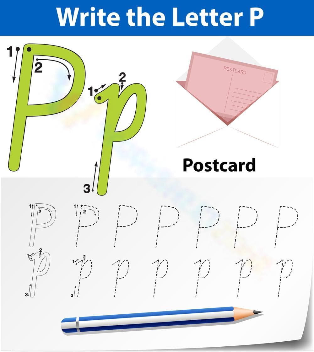 Letter P Worksheet: P is for Postcard - Page 1